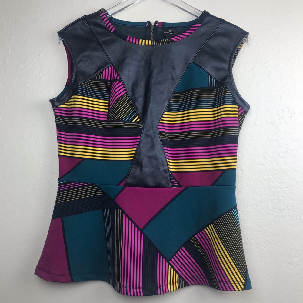 Worthington Multi-color Peplum Medium Top